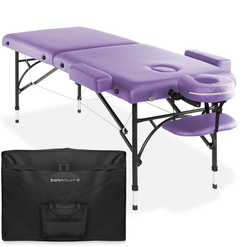 Saloniture Professional Portable Lightweight Bi-Fold Massage Table with Aluminum Legs, 1 of 8