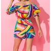 Women's Colorful Off The Shoulder Ruffle Romper - FLYING TOMATO - 3 of 4