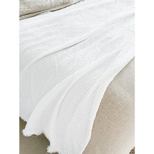 White Cotton Waffle Weave Bed Blanket - Anaya - 1 of 4