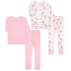 Sleep On It Girls 2-Pack Bamboo Snug Fit Pajama Sets - 1 of 4