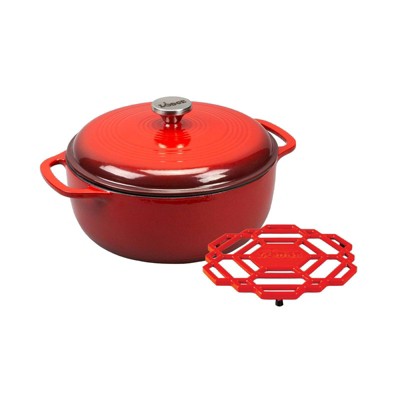 Lodge 5.5 Quart Enameled Cast Iron Dutch Oven, Red