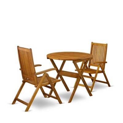 Natural Oil Finish Acacia Wood Round Folding Bistro Table