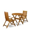 East West Furniture  3-Piece Outdoor Bistro Table Set Consists of a Folding Camping Table & 2 Folding Camping Chairs Ideal for Garden, Terrace, Bistro - 3 of 4