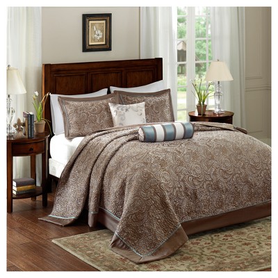 Blue Whitman Jacquard Bedspread Set Queen 5pc