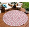 Blush And Ivory Geometric Washable Indoor Outdoor Area Rug - 2 of 4