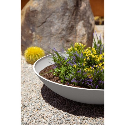 Lane Bowl 32" White Plastic-Stone Composite Round Planter