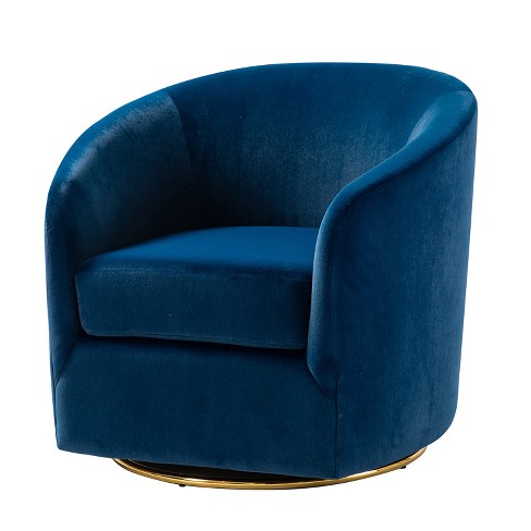 Amarante Comfy Velvet Swivel Chair For Bedroom With Metal Base