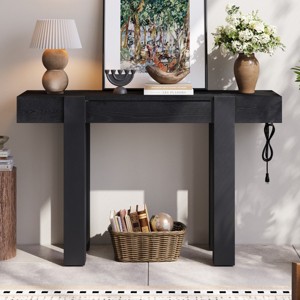 47" Console Table with Storage Drawers, Wood Veneer Behind the Couch Table, Narrow Entryway Table for Living Room or Home Office-Panipeachy - 1 of 4