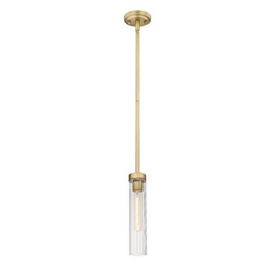 Beau Rubbed Brass and Clear Glass LED Pendant Light