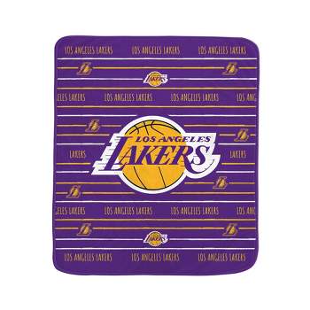 NBA Los Angeles Lakers Logo Stripe Binding Edge Flannel Fleece Blanket