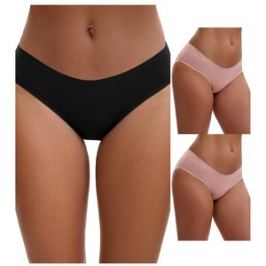 INSPIRE CHIC 3 Layers Period Leak Proof Briefs for Women's Cotton Mid-Waisted Underwear 3 Packs - 1 of 4