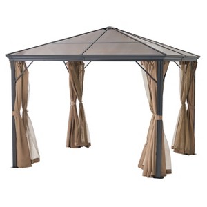 GDFStudio Edwin Outdoor 10' x 10' Aluminum Hardtop Gazebo with Curtains - 1 of 4