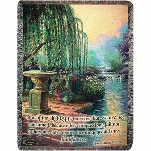 Manual Woodworks and Weavers Faith-Inspired Tapestry Blanket 50x60 with Verse Hour of Prayer by Thomas Kinkade - 1 of 3