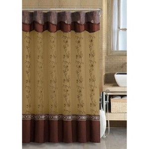 Kate Aurora Royal Living Daphne Embroidered Sheer & Taffeta Fabric Shower Curtain - 1 of 1