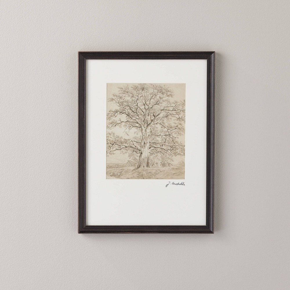 12"x16" Great Oak Tree Sketch Neutral Framed Wall Art - Hearth & Hand with Magnolia