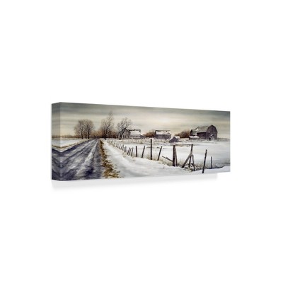 Trademark Fine Art -John Morrow 'A Long Winter Road ' Canvas Art