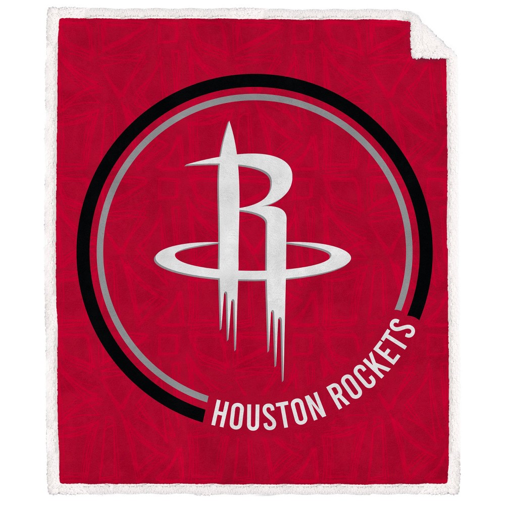 Photos - Duvet NBA Houston Rockets Doodle Circle Flannel Fleece Faux Shearling Blanket