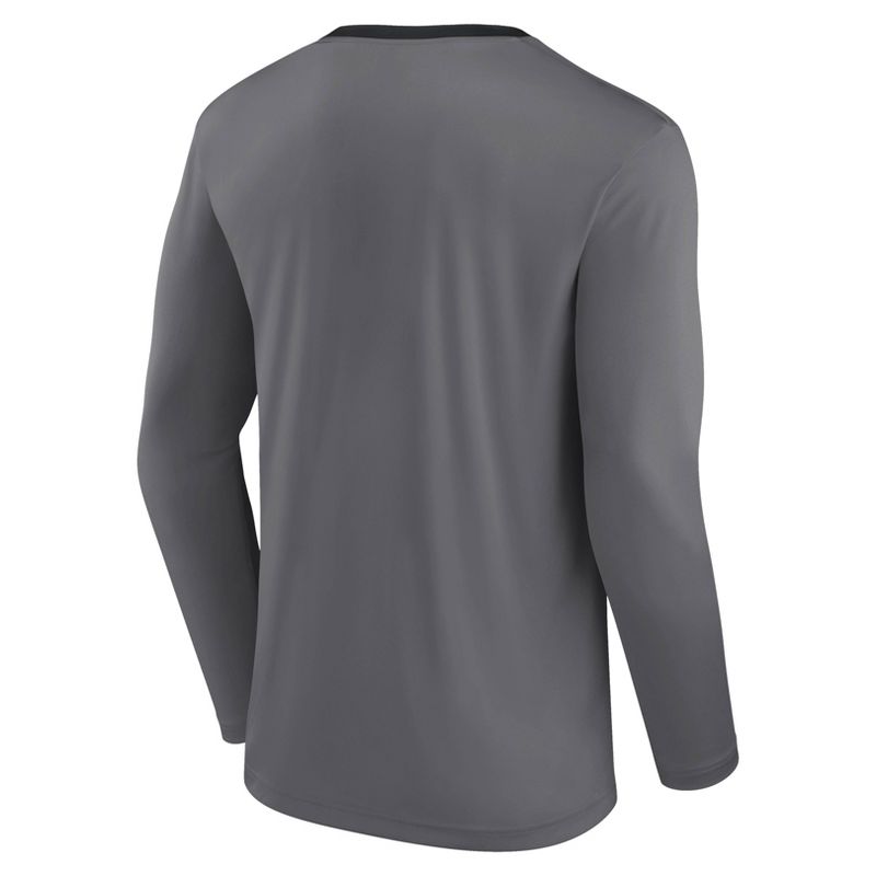 NBA Portland Trail Blazers Men&#39;s Long Sleeve Gray Pick and Roll Poly Performance T-Shirt, 3 of 4
