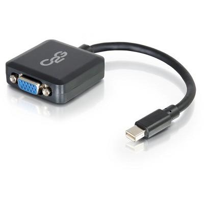C2G 8in Mini DisplayPort to VGA Adapter-Thunderbolt to VGA Converter-M/F Black - Mini DisplayPort/VGA for Notebook, Tablet, Monitor, Video Device - 8"