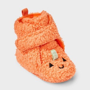 Baby Pumpkin Bootie Crib Shoes - Cat & Jack™ Orange - 1 of 4