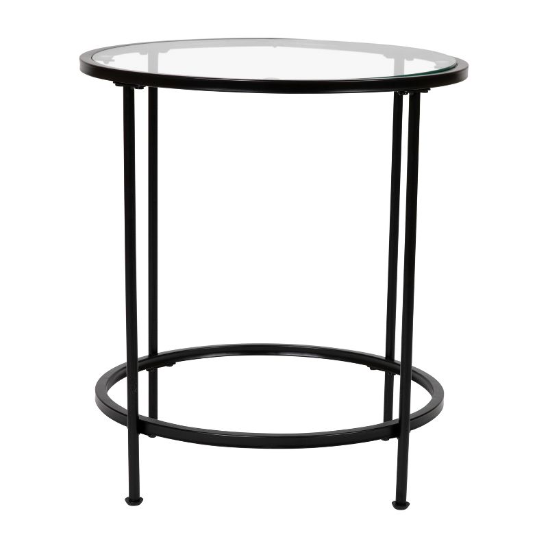 Emma and Oliver Glass Living Room Coffee Table with Round Metal Frame, 1 of 3