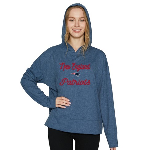 Nfl New England Patriots Women s Long Sleeve Fleece Chainstitch Hooded Sweatshirt Target