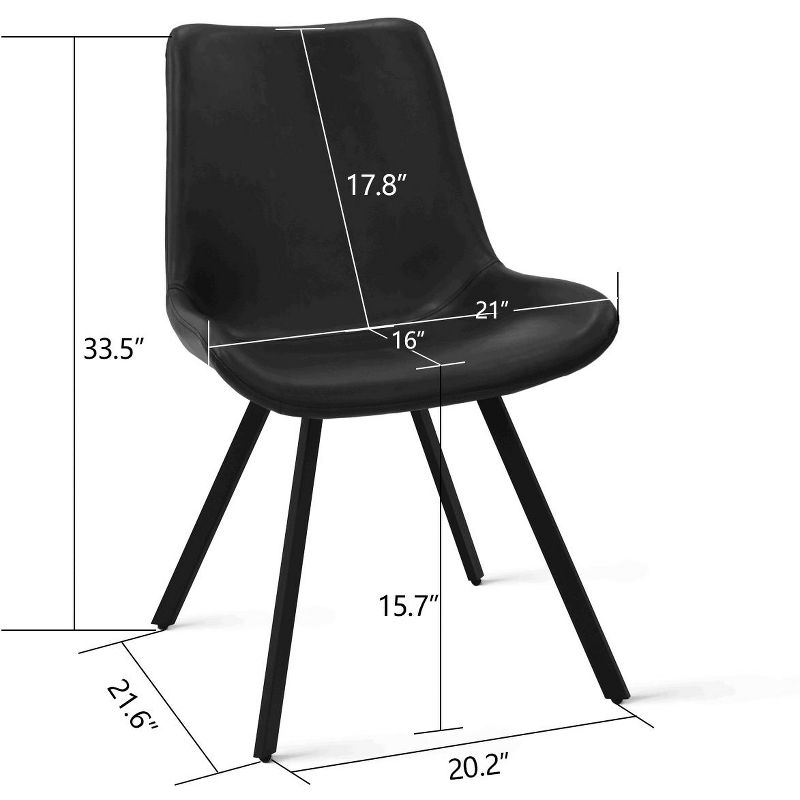 Kourtney 21" Seat Width Modern Custom-made Faux Leather Dining Chairs Set of 4 With Black Legs-The Pop Maison, 6 of 9