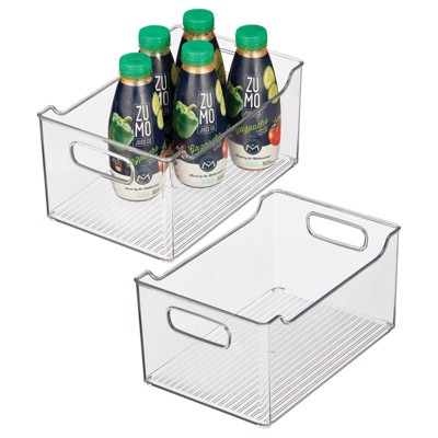 mDesign Kitchen Plastic Storage Organizer Bin, Open Dip Front and Handles,  Clear