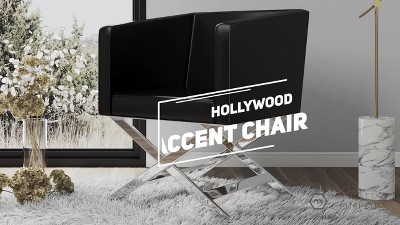 Hollywood Chrome Orange Faux Leather Director's Accent Chair