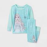 Girls' Frozen Elsa 2pc Hacci Pajama Set - Blue