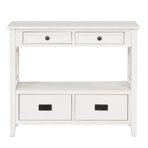 TiramisuBest 36" Farmhouse Wood Console Table,Retro Blue Entryway Sofa Table with 4 Drawers & Storage Shelf for Living, Bedroom, or Kitchen - 1 of 4
