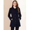 Allegra K Women's Peter Pan Collar Single Breasted Outwear Winter Buttoned Long Coat - 3 of 4