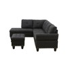 DOMETOUR Black Gray Linen 3-Piece Sofa Set - Modern Living Room Furniture L Shaped Sectional Couch - 3 of 4