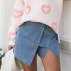 Women's Denim Wrap Hardware Notched Hem Mini Skort - Cupshe - 4 of 4