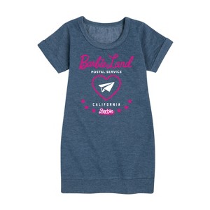 Girls' - Barbie - Barbie Land Postal Service California Graphic Short Sleeve Fleece Dress - 1 of 4