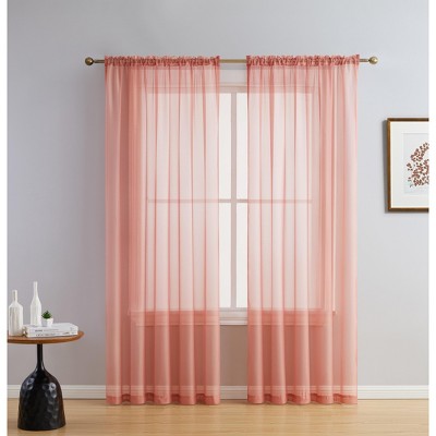 HLC.ME Sheer Voile Transparent Window Treatment Rod Pocket Curtain Panels - Set of 2