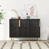 Accent Cabinets For Living Room,Storage Cabinet With 3 Honeycomb Hexagons Pattern Doors And Adjustable Shelves,Indoor Furniture-Maison Boucle - 2 of 4