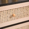 Vynxaria 31.5" Rattan Storage Cabinet: 3 Drawers in Natural Rattan and Black Panel, Ideal for Bedroom and Living Room Storage. - 3 of 4