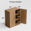 MAYEERTY Freestanding Storage Cabinet Wooden Decorative Cabinets for Home, Office, Small Space, Brown, 36*31*16in - 4 of 4