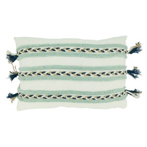 Saro Lifestyle Poly-Filled Appliqué Throw Pillow With Braided Cord Design - 1 of 3