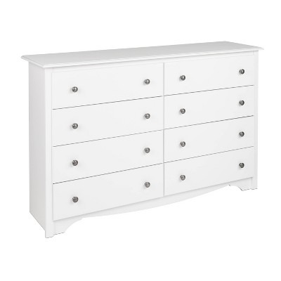 White Double 8-Drawer Horizontal Dresser with Deep Drawers