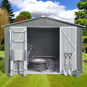 GDFStudio Frank Modern 10x12 FT Metal Outdoor Storage Shed with Padlock - 1 of 4