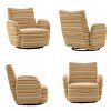 Boucle Swivel Chair with Metal Base, 360° Swivel Leisure Chair for Living Room or Bedroom, Modern Fabric Striped Armrest Accent Chair-Koiai - 4 of 4