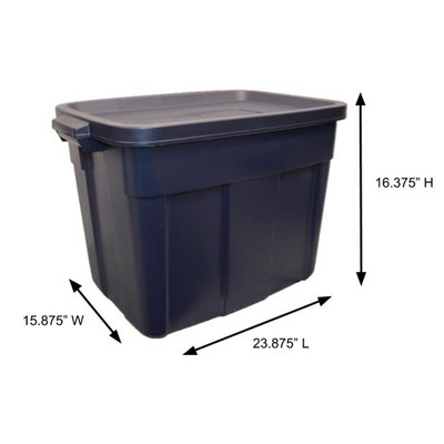 Roughneck 18 Gallon Dark Indigo Plastic Stackable Storage Totes