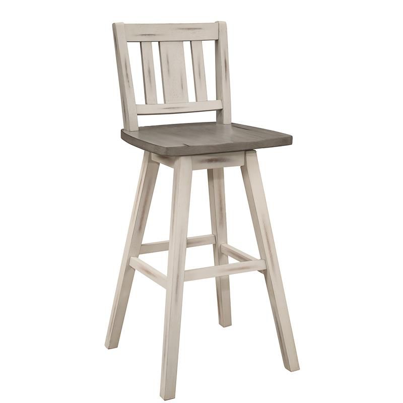 Amsonia Slat Back Bar Height Dining Swivel Chair in White (Set of 2) - Lexicon, 3 of 10