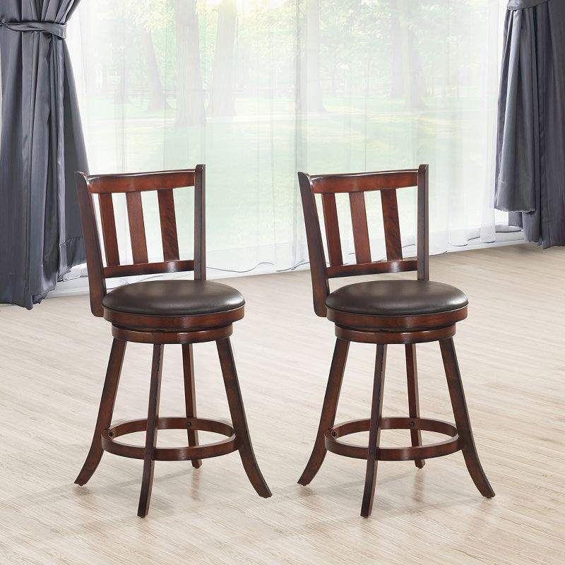 Tangkula 25" Swivel Bar Stool Padded Dining Kitchen Pub Bistro Chair Set of 2, 2 of 7