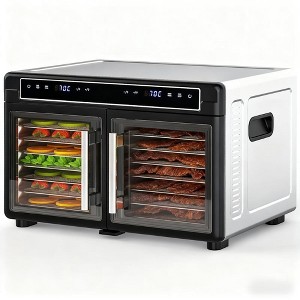 Kismile Dual-Zone Food Dehydrator with 16 Stainless Steel Trays & Independent Temperature Control - 1 of 4