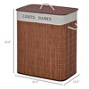 Double Laundry Hamper with Lid and Two Sorting Sections, Bamboo Frame, 26.4 Gallon Capacity - 3 of 4