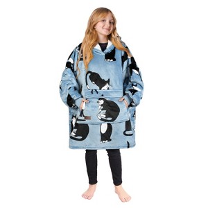 Tirrinia Girls Boys Blanket Hoodie Sweatshirt, Oversized Fleece Pullover, Hooded Fleece Lined Blanket, Christmas Gift for Kids Teens, Youth - 1 of 4