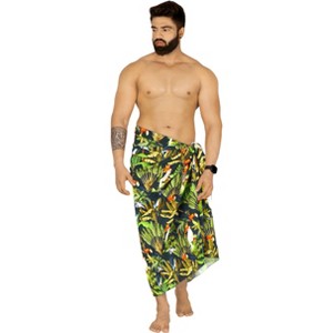 HAPPY BAY Men's Beachwear Wrap Summer Long Hawaiian Lava Lava Surfing Cover-Up Swimwear Holidays Beach Sarongs For Men One Size Multicolored, Bird - 1 of 4
